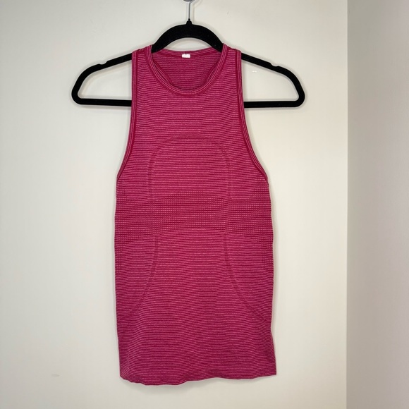 Lululemon Run Swiftly Tech Tank Top Size 4 Tonka Stripe Bumble Berry Purple GUC - Picture 3 of 6